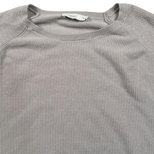 Onia Sweater Mens XL Gray Waffle Knit Cotton Cashmere Elbow Patch Crew Neck